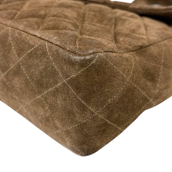 CHANEL Vintage CC Logo Suede Matelasse Backpack Bag Turn Rock Brown  [106046] - Picture 9 of 15